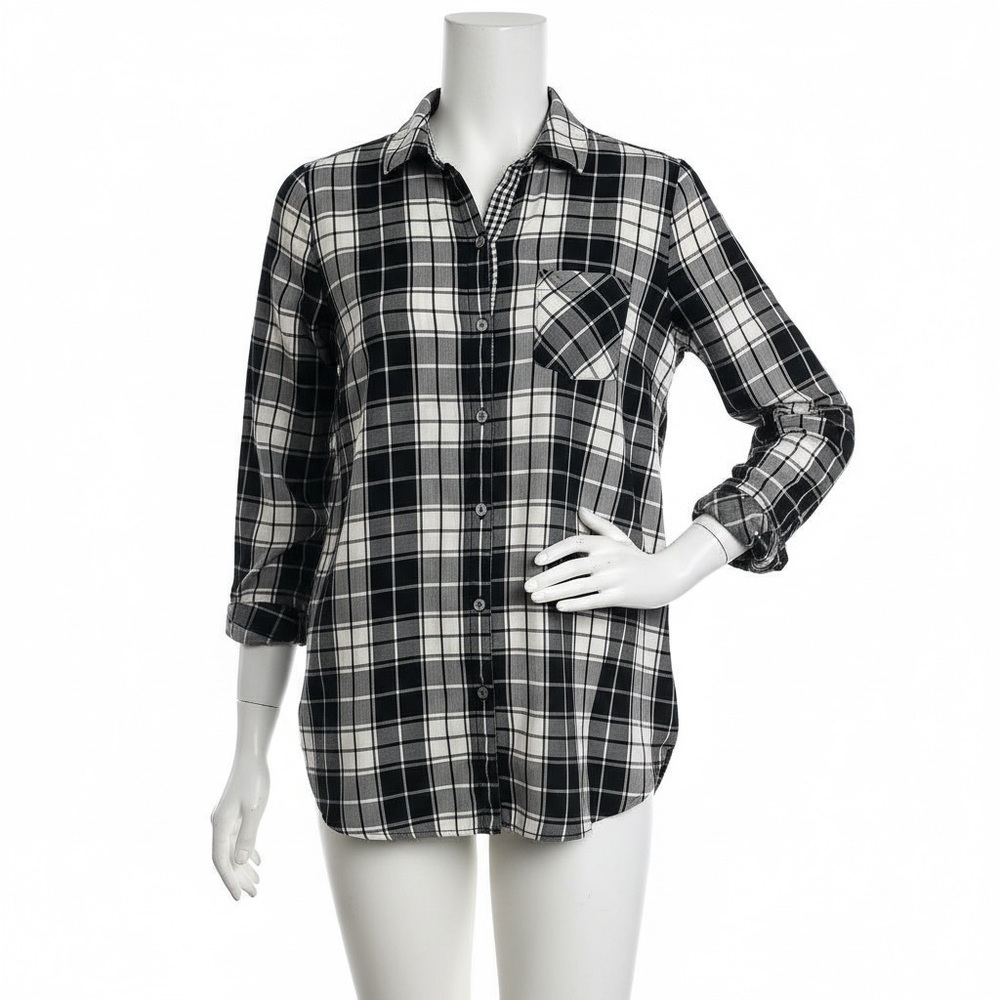J.Jill Plaid Flannel Button Up Shirt Size XS Cotton Cabincore Americana Gorpcore